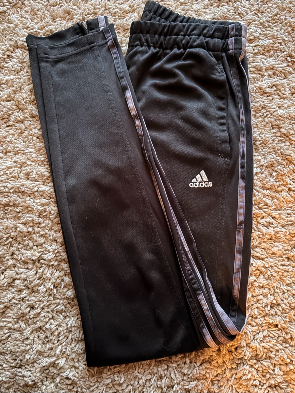 Adidas Black Womenâs Track Pants With Gray Side Stripes